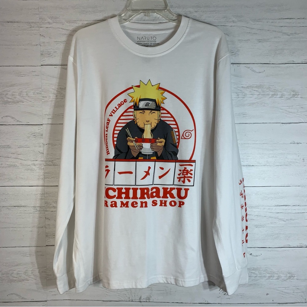 Naruto T Shirt MENS XL  Ichiraku Ramen Shop Anime White Long Sleeve